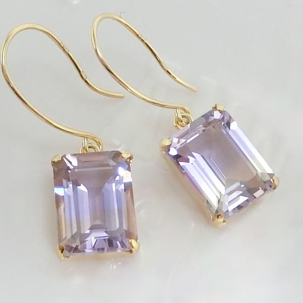 送料無料】k18YGボリビア産アメトリンフックピアス計2.4ct□IA2564