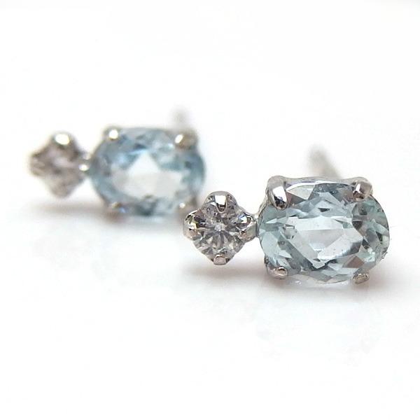 送料無料】K18WG天然アクアマリン＆ダイヤピアス□3057 : OASIS夢