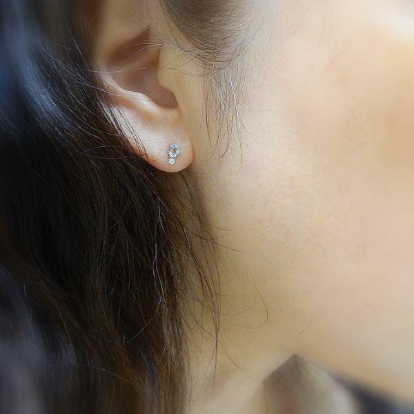 送料無料】K18WG天然アクアマリン＆ダイヤピアス□3057 : OASIS夢