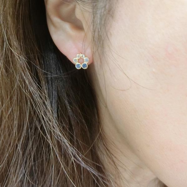 ⭐︎　ピアス 送料無料】 K18YG マルチカラーサークルピアス青系□IA3284 : OASIS夢