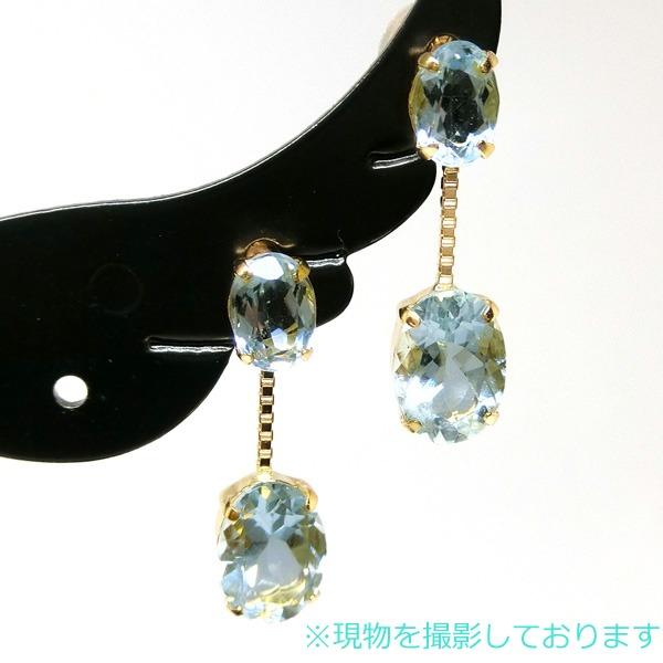 送料無料】K18YG製アクアマリンデザインピアス2.0ct□4057 : OASIS夢
