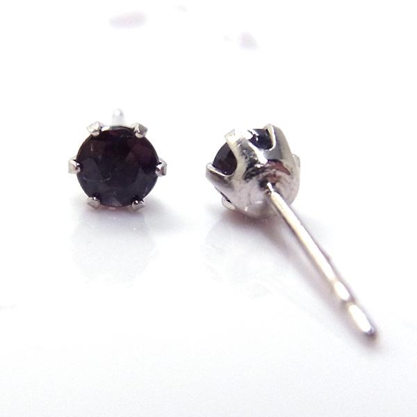 【送料無料】ブラジル産プラチナ製天然アレキサンドライトスタッドピアス計0.4ｃｔ■4135の画像