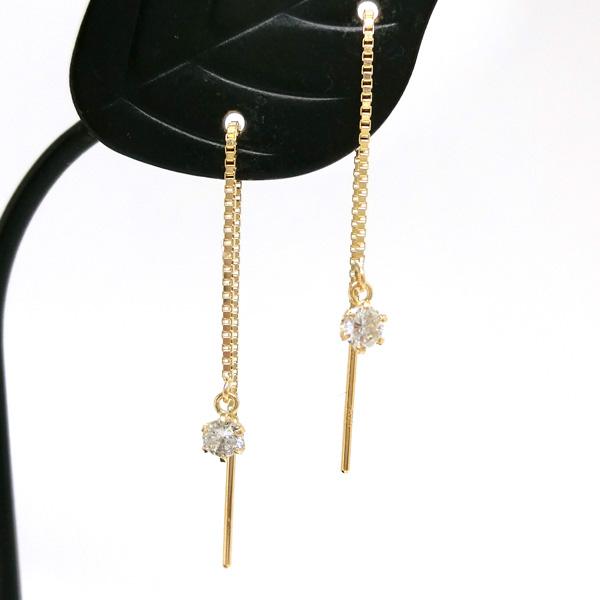 送料無料】K18YGアメリカンタイプダイヤピアス□4227-1 : OASIS夢