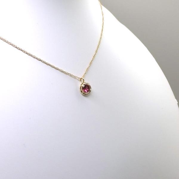 送料無料】K18YGロードライトガーネットネックレス0.3ct□4249 