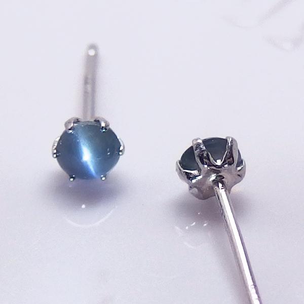 送料無料】プラチナ製アレキサンドライトキャッツアイ.ピアス0.4ct