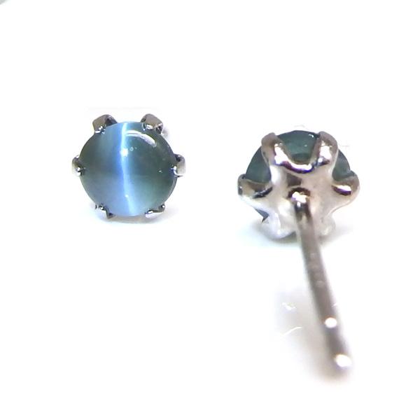 送料無料】プラチナ製アレキサンドライトキャッツアイ.ピアス0.5ctUP