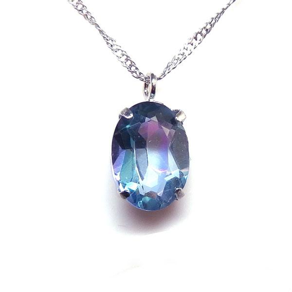 送料無料】プラチナ製ミスティックトパーズネックレス1.4ct □4266 