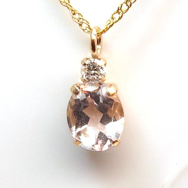 送料無料】K18PGモルガナイトネックレスダイヤ入り□4330 : OASIS夢