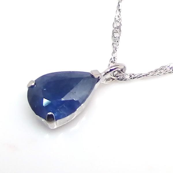 送料無料】プラチナ製ブルーサファイアネックレス0.45ct□4506-1