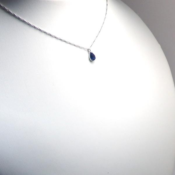送料無料】プラチナ製ブルーサファイアネックレス0.45ct□4506-1