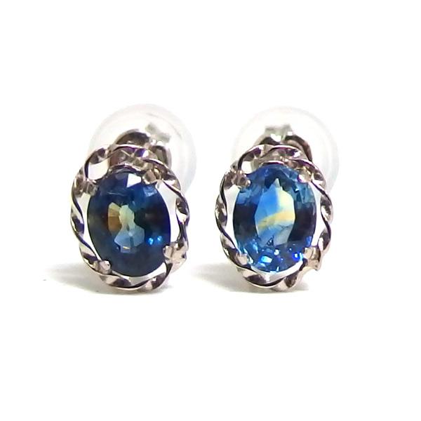 送料無料】プラチナ製スリランカ産バイカラーサファイアピアス0.6ct