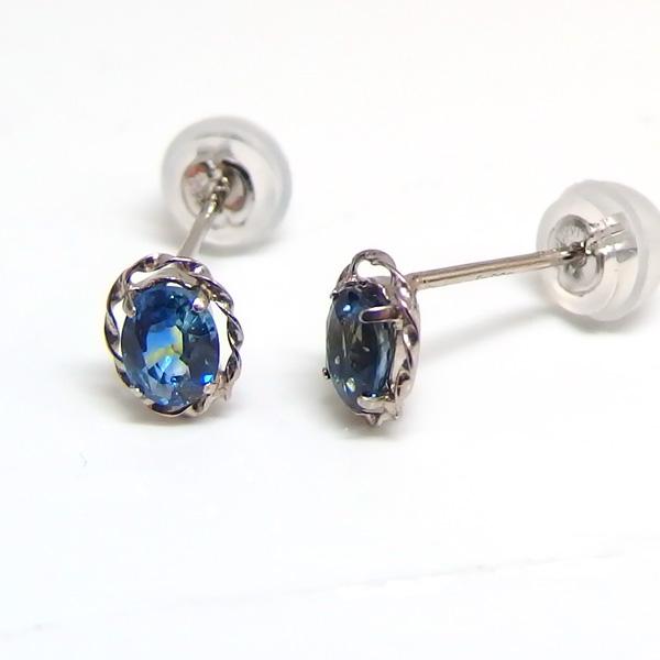 送料無料】プラチナ製スリランカ産バイカラーサファイアピアス0.6ct