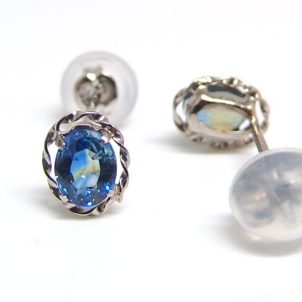 送料無料】プラチナ製スリランカ産バイカラーサファイアピアス0.6ct