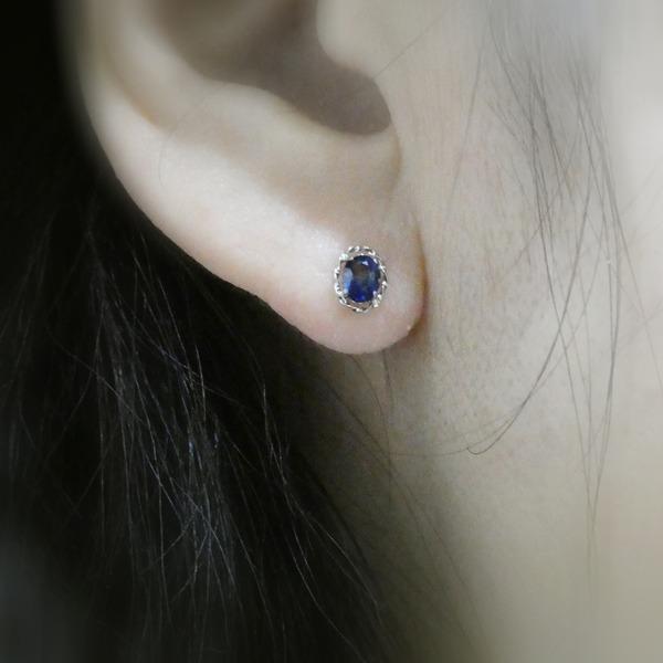 送料無料】プラチナ製スリランカ産バイカラーサファイアピアス0.6ct