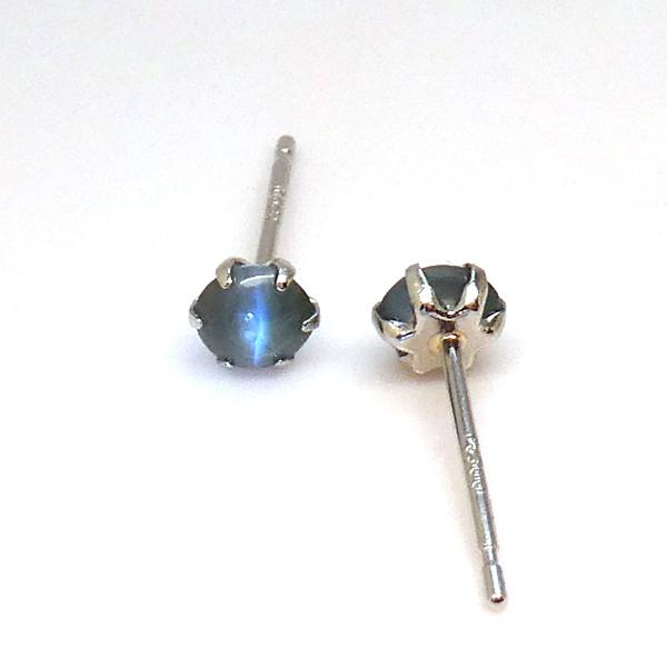 送料無料】プラチナ製インド産アレキサンドライトキャッツアイ.ピアス