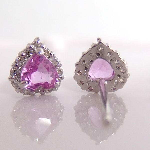 送料無料】K18WGハートピンクサファイアダイア取り巻きスタッドピアス