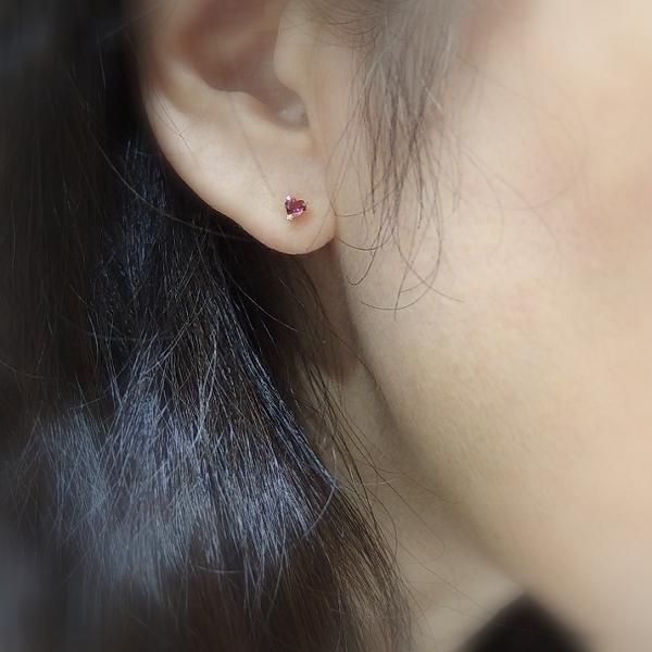 送料無料】K18YG天然上質ピンクトルマリンハートスタッドピアス