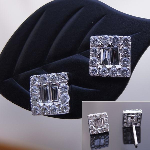 在庫処分！現品限り！鑑別付K18WGバケットダイヤピアス0.5ct□7848 