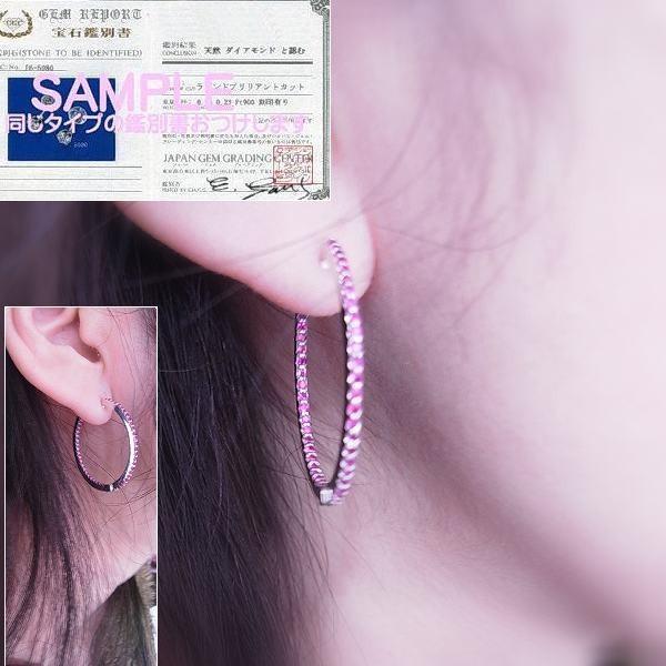 【送料無料】★注文★　K18WG特大フープピアスルビー0.8ｃｔ！■8493_2