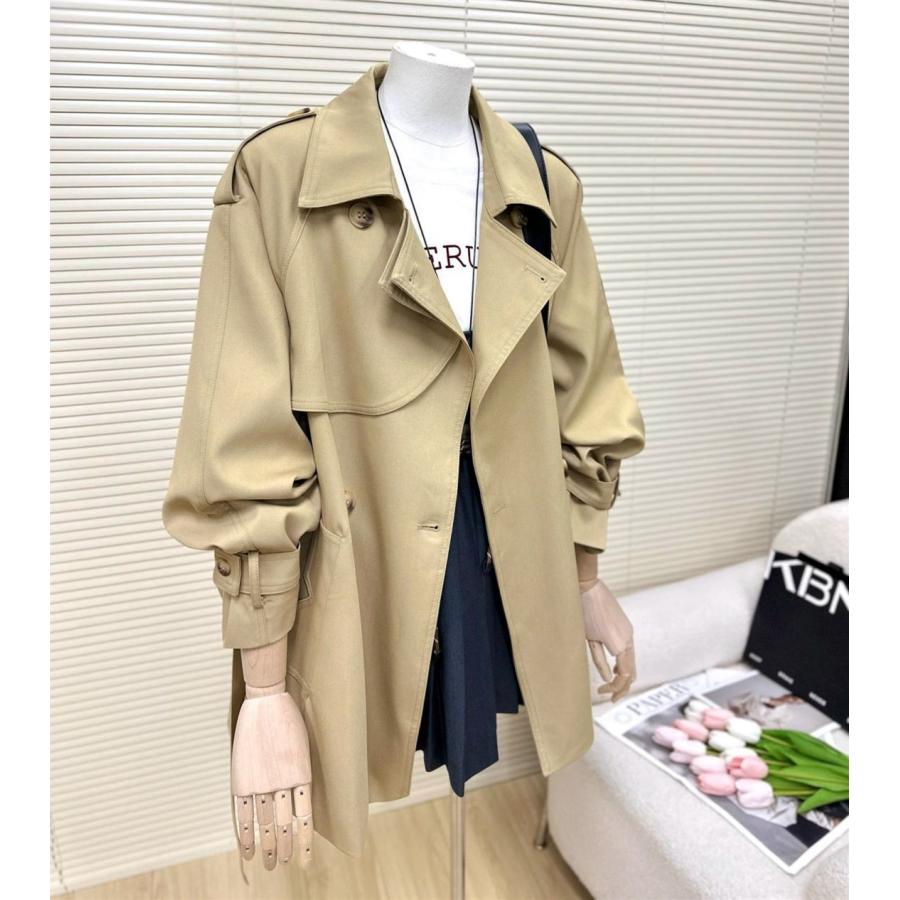美品　23区 ショート丈 トレンチ　スプリングコート ベージュ　レザー調バックル スプリングコート トレンチコート ショート丈 レディース 春 夏