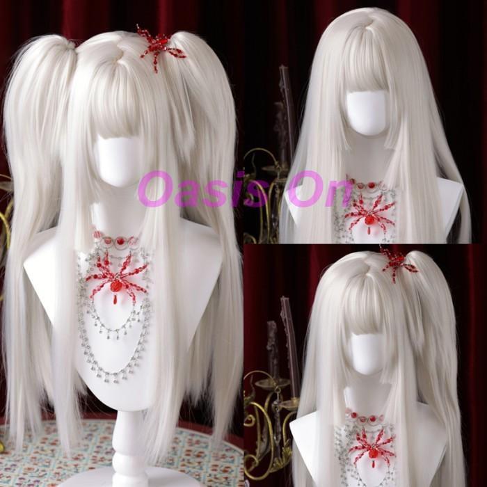 姫カット 中世の貴族風 ストレート シルバーホワイト 銀髪 フル