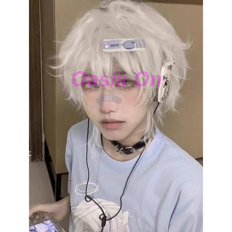 ウィッグ メンズ 短髪 ホワイト シルバー コスプレ 仮装 かつら 自然