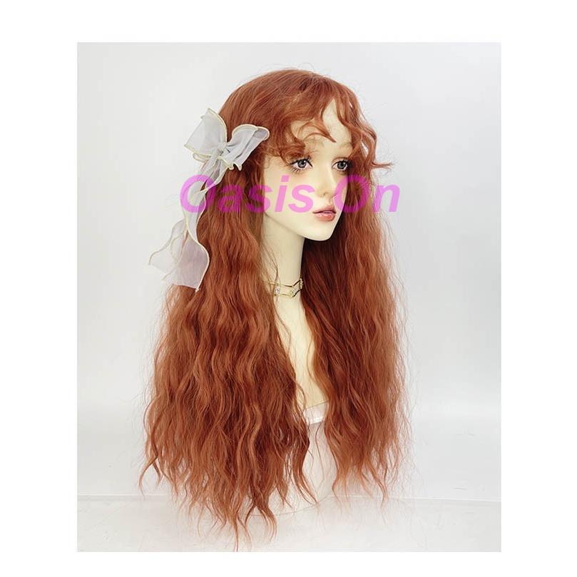 ウィッグ フルウィッグ オレンジ ロング パーマ 巻き毛 レディース