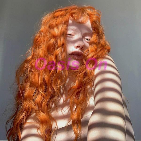 ウィッグ フルウィッグ オレンジ ロング パーマ 巻き毛 レディース