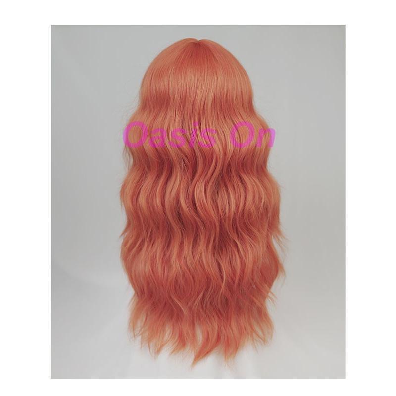 ウィッグ フルウィッグ オレンジ ロング パーマ 巻き毛 レディース