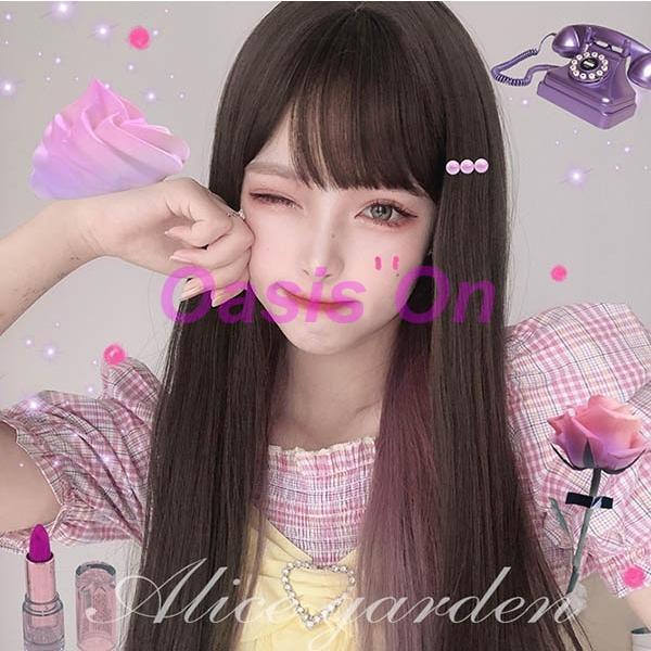 ウィッグ フルウィッグ インナーカラー メッシュ ストレート ロング