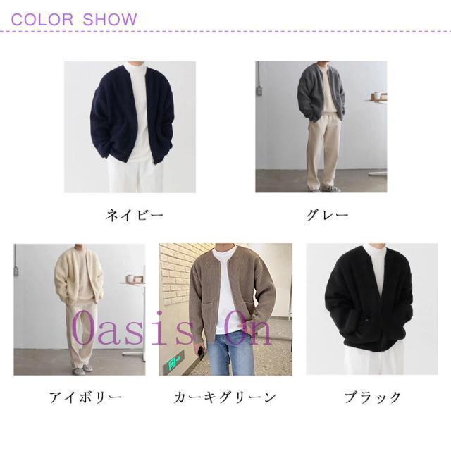 ゴルフニット メンズ ノーカラー ニット ジップアップ セーター