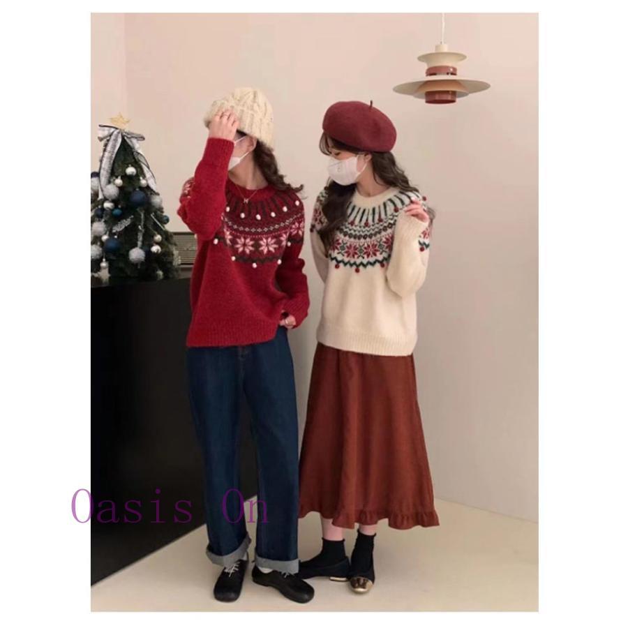 セーター レディース クリスマス 柄 長袖 ニット クリスマスセーター