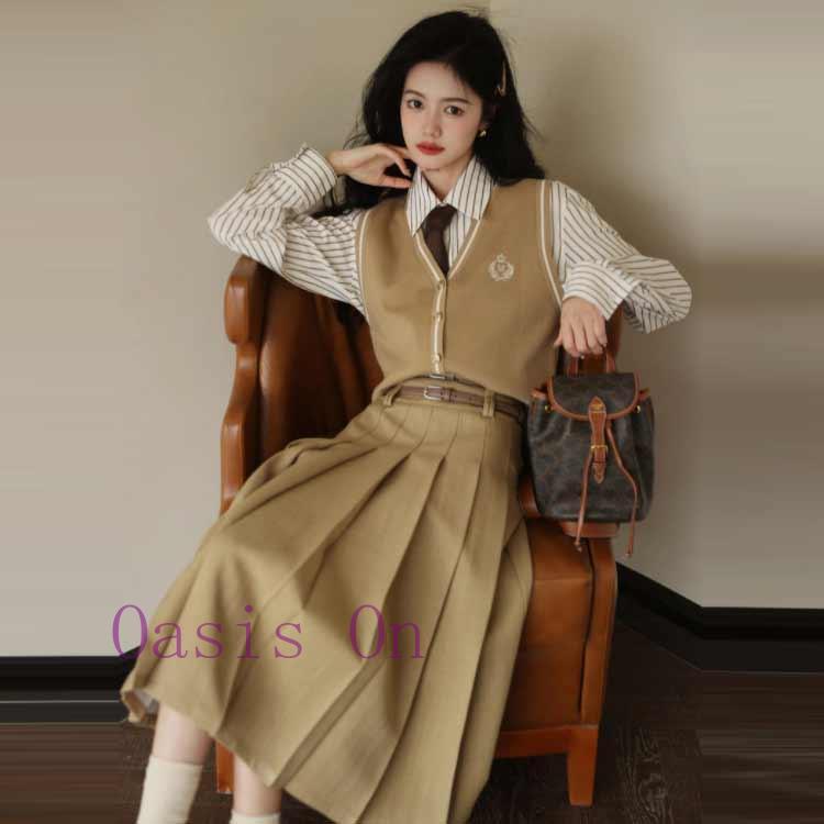 ニットベスト スクール ベスト 前開き 制服 vネック ノースリーブ 無地