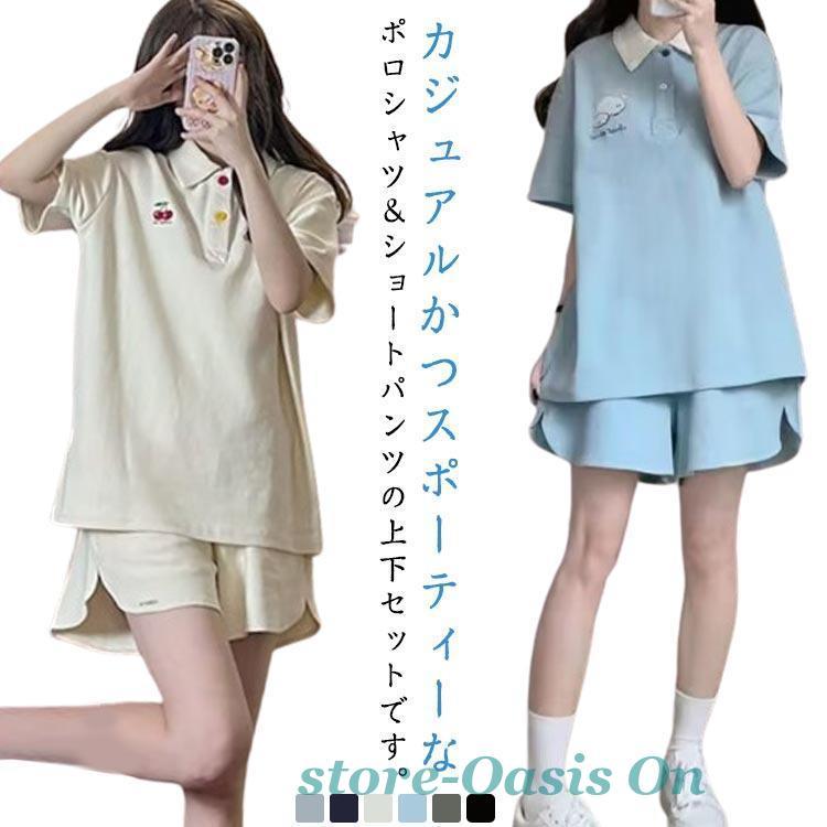 MUTAMARINE レディースポロシャツ ショートパンツ セット ポロシャツ レディース 半袖 ショートパンツ 短パン サイドライン 上下