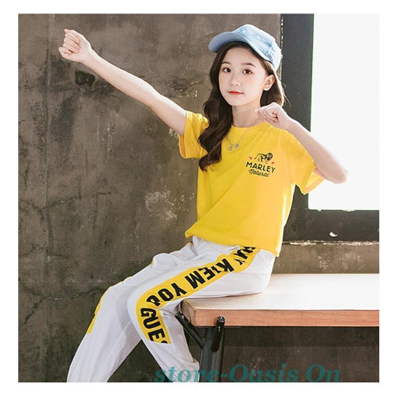 スポーツウエア 女の子 子供服 半袖トレーナー ロングパンツ