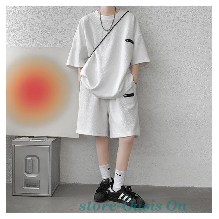 夏服 ジャージ メンズ 半袖Tシャツ 上下セット スウェット ゆったり