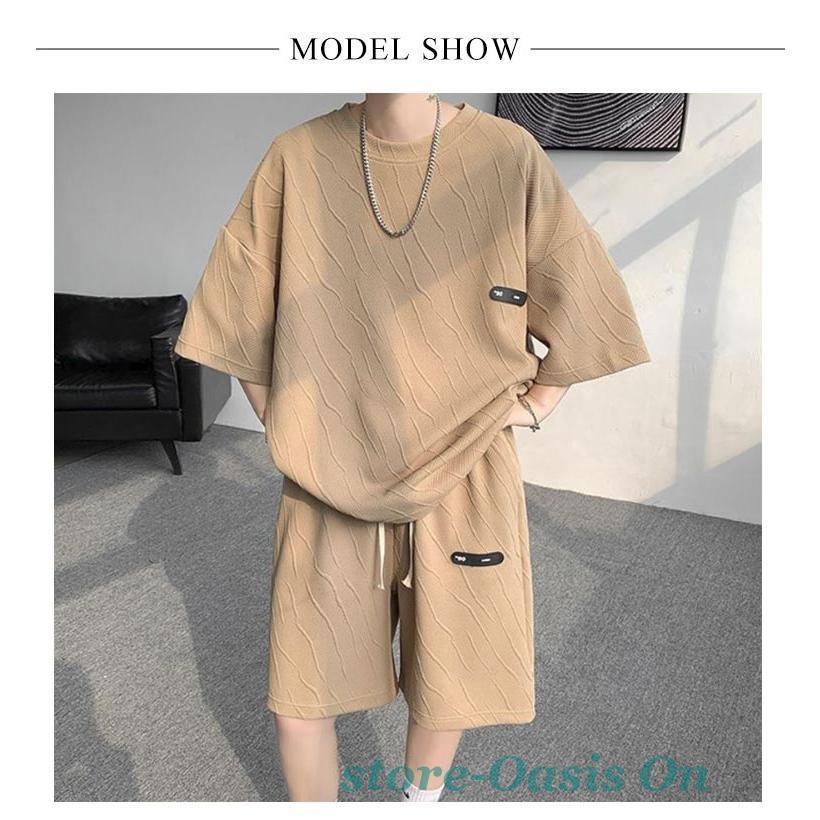 夏服 ジャージ メンズ 半袖Tシャツ 上下セット スウェット ゆったり