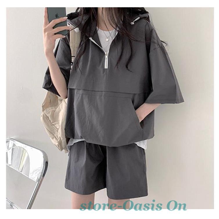 パーカー ショートパンツ 半袖 夏 ジャージ 上下セットアップ 運動服