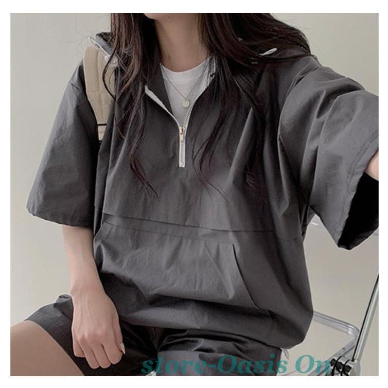 パーカー ショートパンツ 半袖 夏 ジャージ 上下セットアップ 運動服