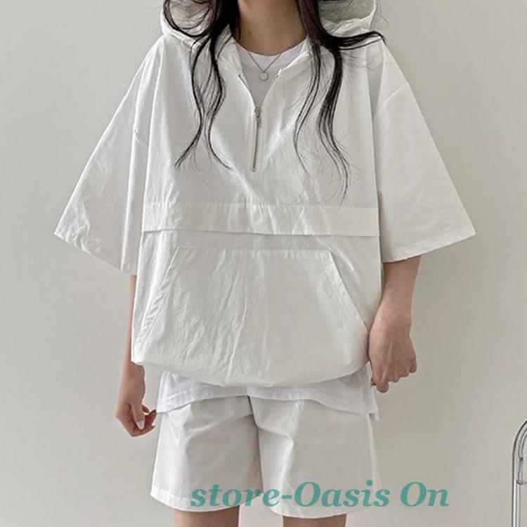 パーカー ショートパンツ 半袖 夏 ジャージ 上下セットアップ 運動服