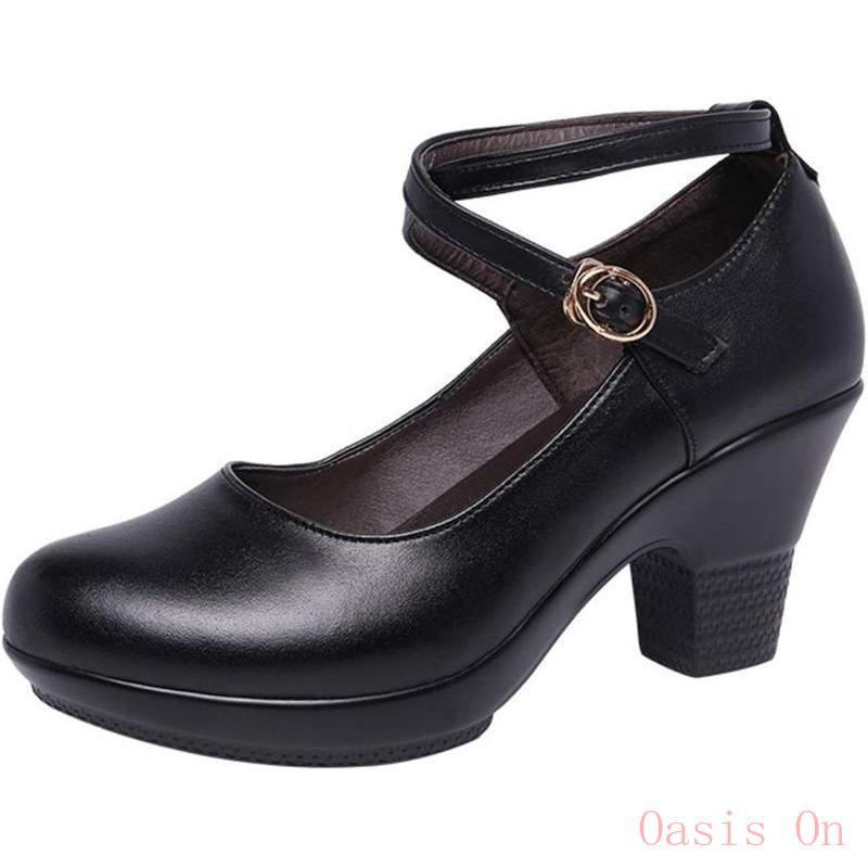 パンプス 太ヒール 厚底 クロスストラップ チャンキーヒール