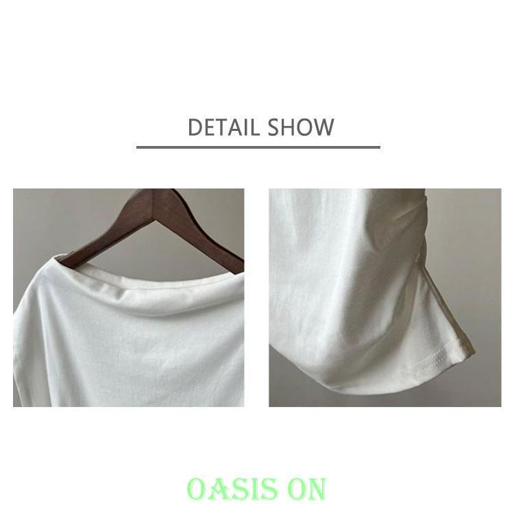 鎖骨 レディース ワンショルダー Tシャツ 長袖 オフショルダー
