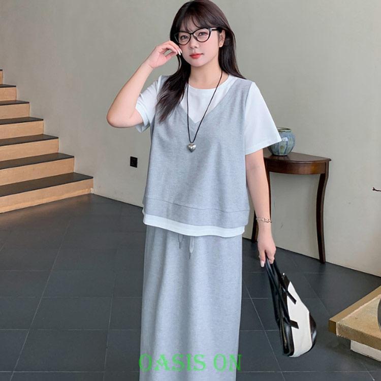 薄手 スカート 半袖 スウェットスカート トップス レディース 春