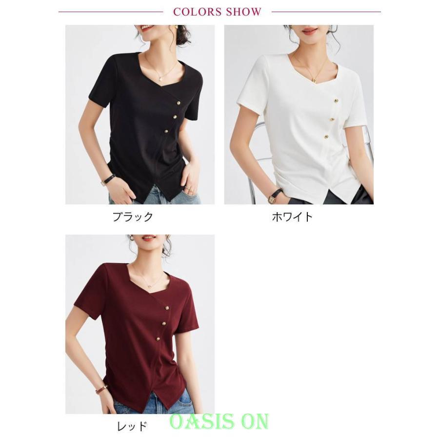 アシンメトリー 涼しい トップス レディース 半袖 tシャツ きれいめ