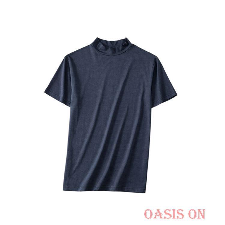 接触冷感 春 ハイネックシャツ tシャツ モックネック 半袖 トップス 夏
