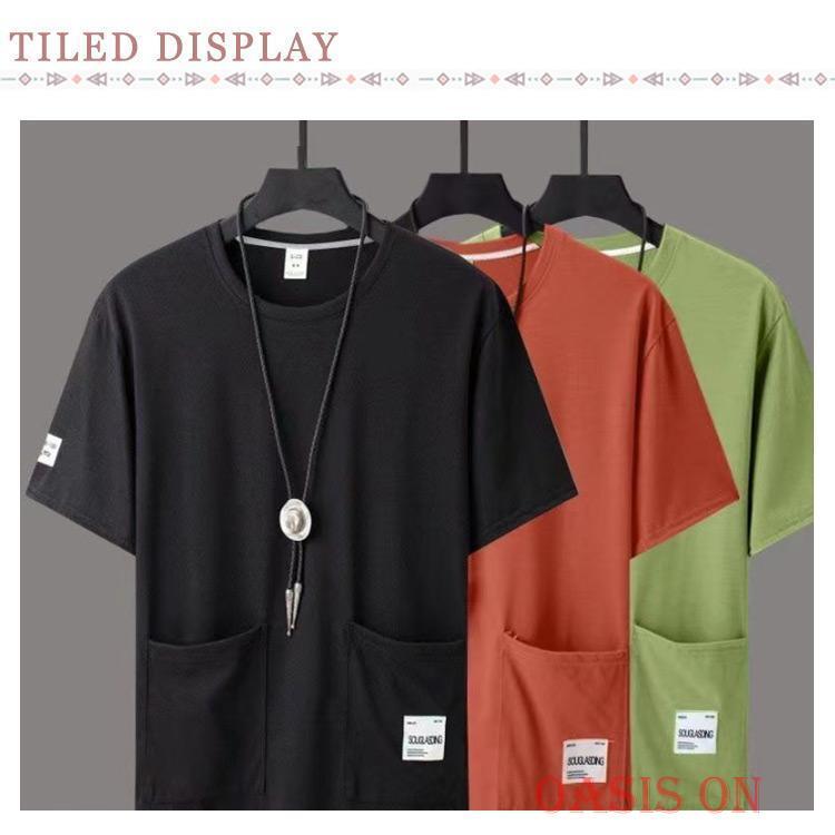 半袖tシャツ 2枚セット Tシャツ ポケット付き メンズ tシャツ クルー