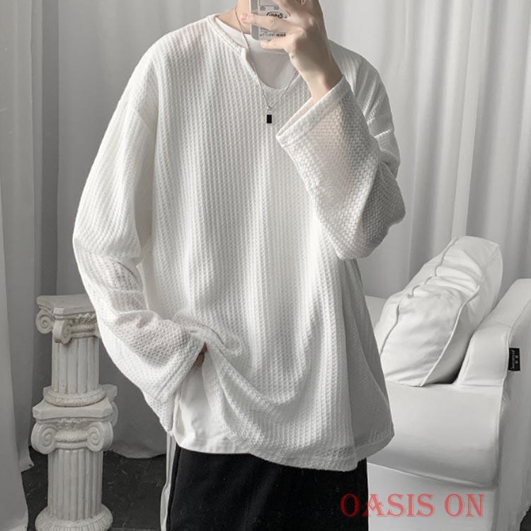 tシャツ メンズ 夏 接触冷感 長袖 半袖 涼しい サマーニット トップス