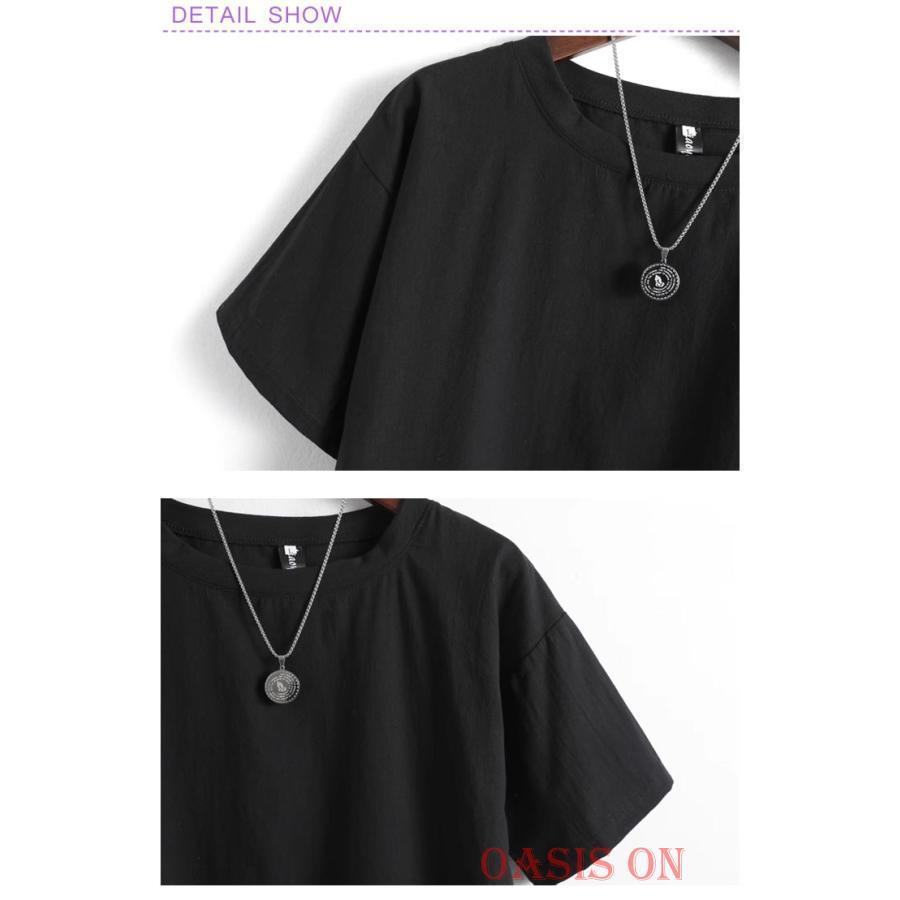 夏 メンズ 麻 カットソー 綿麻tシャツ 半袖 リネン ゆったり リネンT