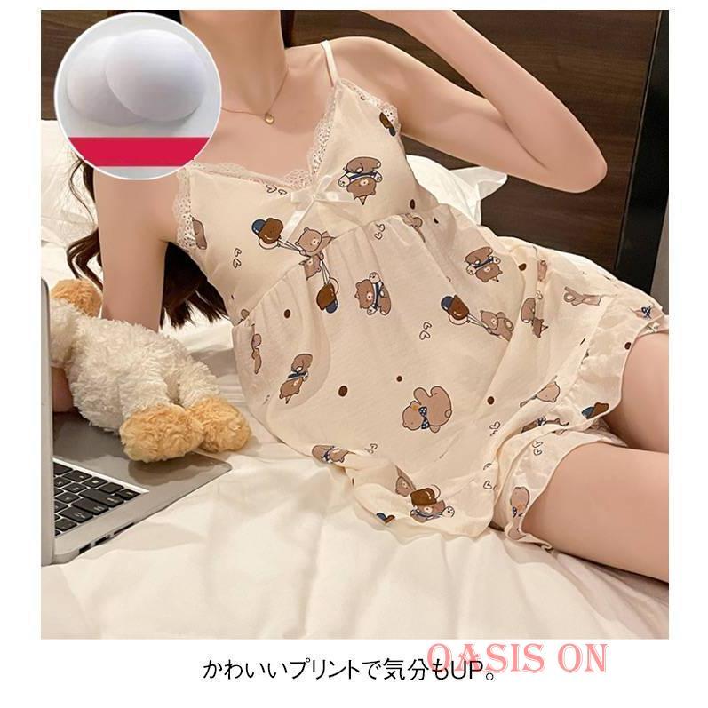 パジャマ キャラクター柄 キャミソール ショートパンツ 上下セット