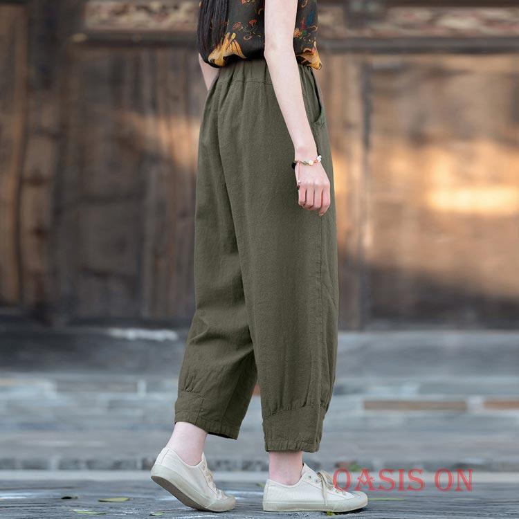 カーブパンツ リネン ワイドパンツ 低身長 薄手 サルエルパンツ 春 夏